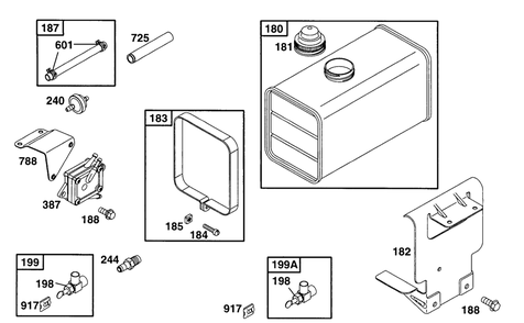 Fuel Pump Grp, Fuel Tank Grp Diagram and Parts List for 254422-0123-XX  Briggs and Stratton Engine